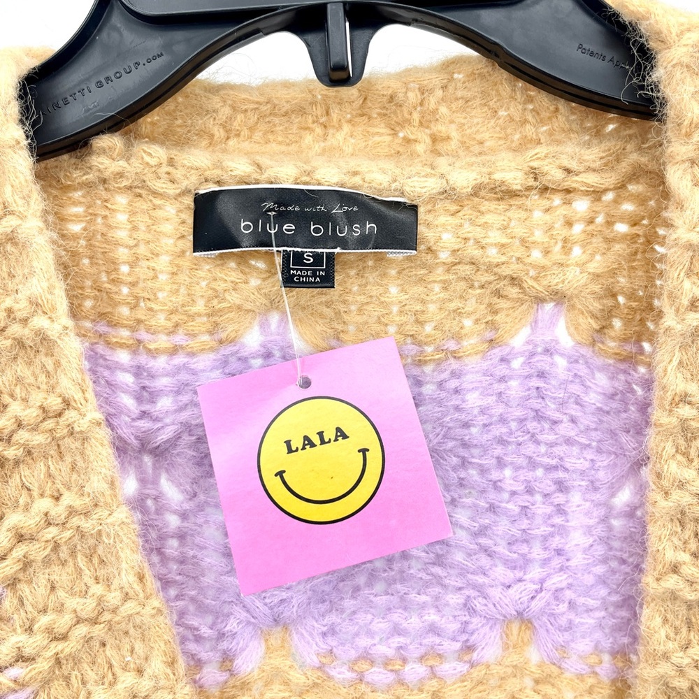 Blue Blush by LALA Two Tone Pastel Purple and Tan Striped Cardigan - Picture 6 of 8